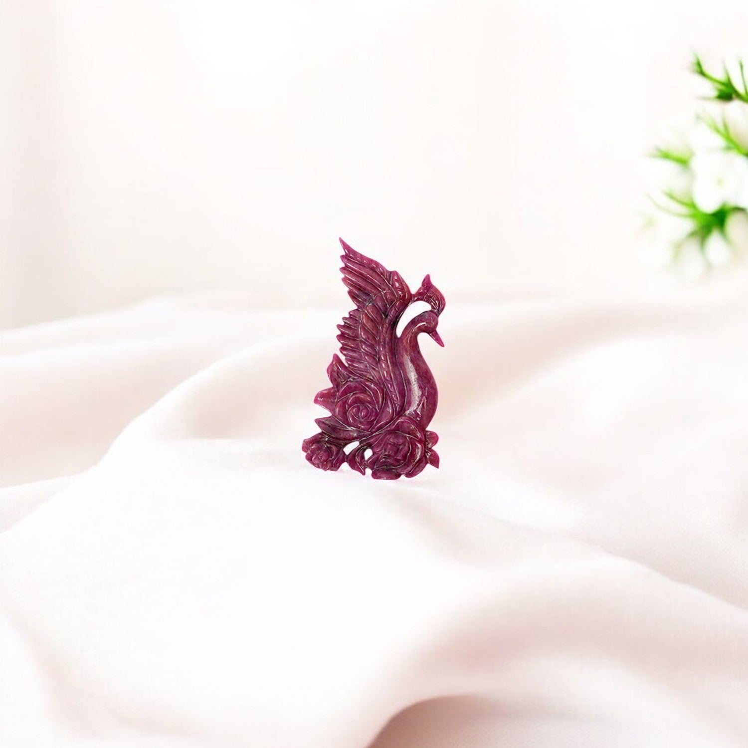 Mesmerizing Swan Carved In Ruby