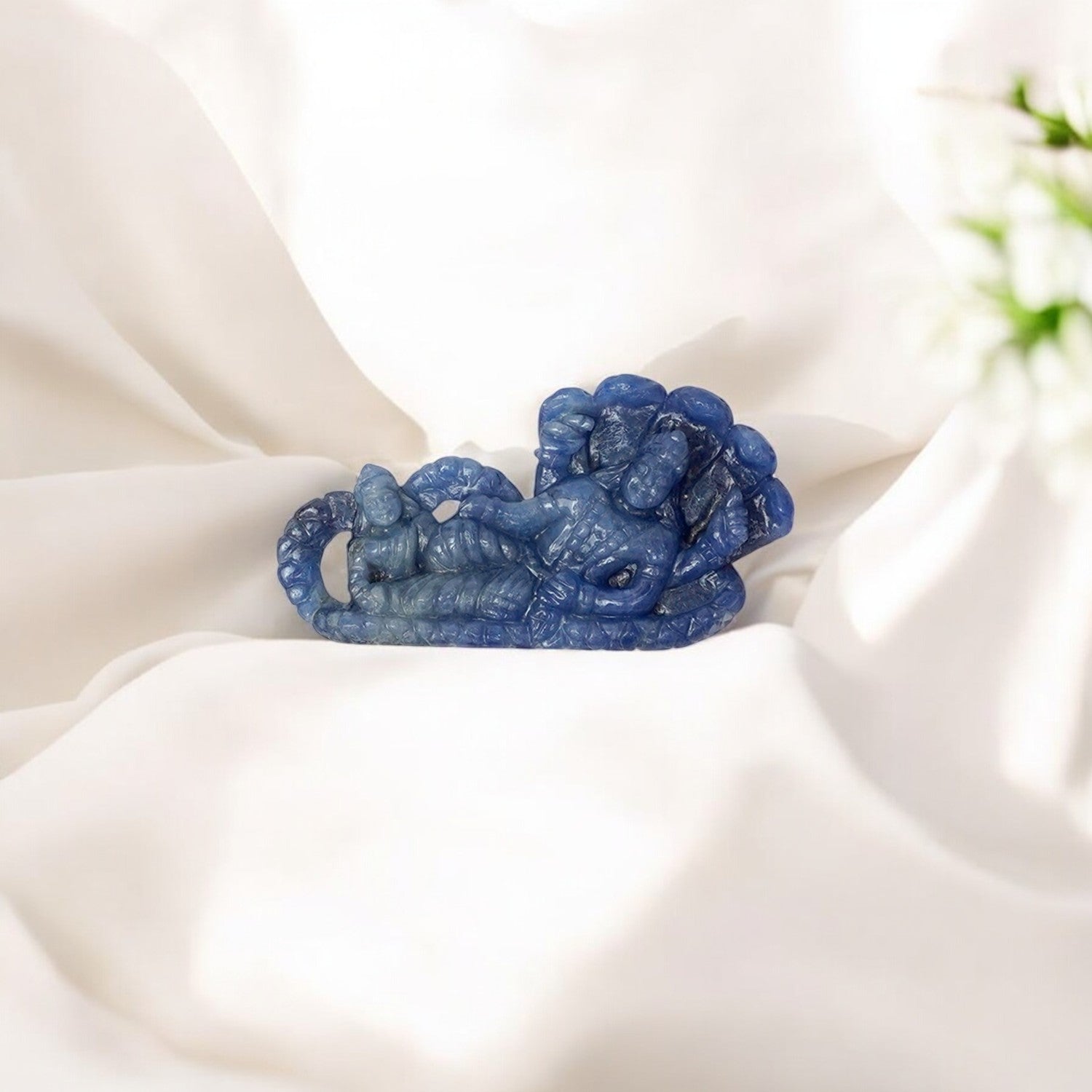 Vishnu Ji with Laxmi ji in Burmese Blue Sapphire